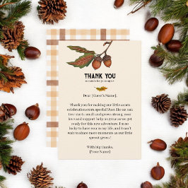 Cartão De Agradecimento Xadrez Castanho Cair Chá de fraldas Acorn