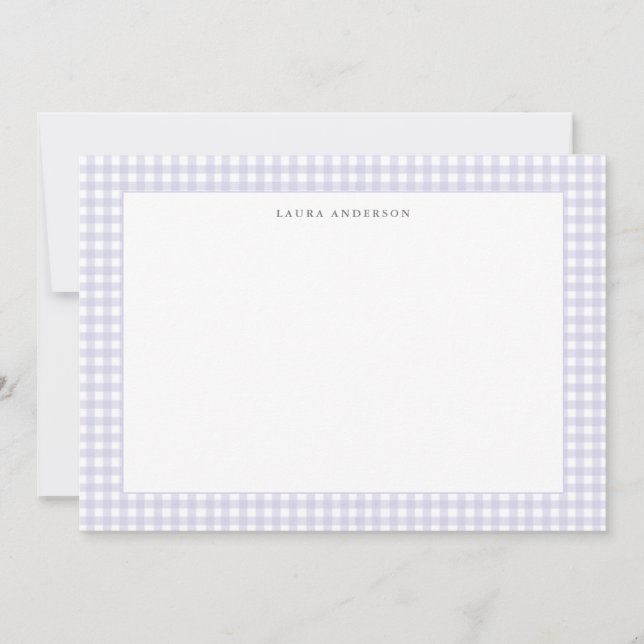 Cartão De Agradecimento Xadrez personalizado Lavanda e branco plano (Frente)