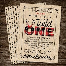Cartão De Agradecimento Xadrez Rústica de Wild One Boys Lumberjack primeir