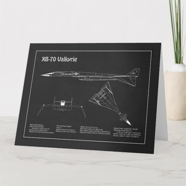 Cartão De Agradecimento XB-70 Valkyrie - Planos de avião Blueprint PD (Frente)