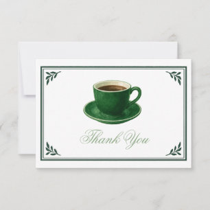 Cartão De Agradecimento Xícara de Café Verde Chuveiro de Bebê Elegante Obr