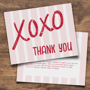 Cartão De Agradecimento XOXO Desenho à Mão Festa do Dia de Galentine Party