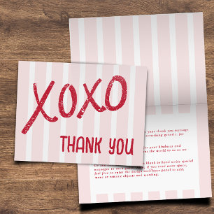 Cartão De Agradecimento XOXO Desenho à Mão Festa do Dia dos Namorados Dobr
