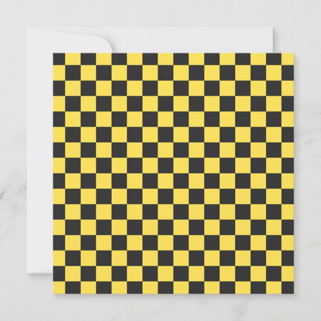 Cartão De Agradecimento Yellow and black checkerboard pattern (Frente)