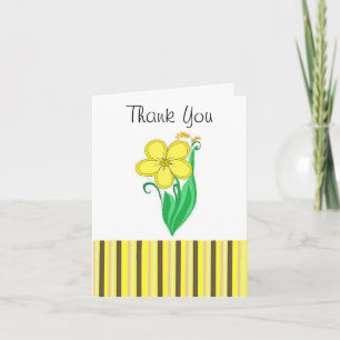 Cartão De Agradecimento Yellow Flower With Stripes Thanks