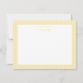 Cartão De Agradecimento Yellow Gingham cheque Baby Flat