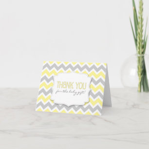 Cartão De Agradecimento Yellow Gray Chevron Baby Shower thank you notes