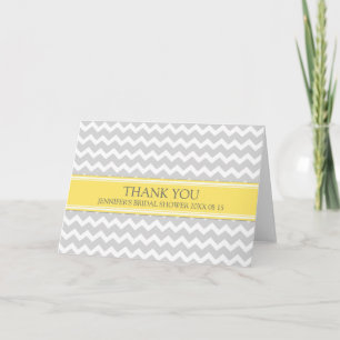 Cartão De Agradecimento Yellow Gray Chevron Bridal Shower Thank You Card