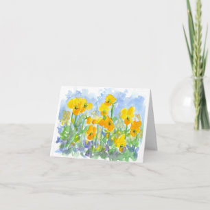 Cartão De Agradecimento Yellow Pansy Flowers Watercolor Art Thank You