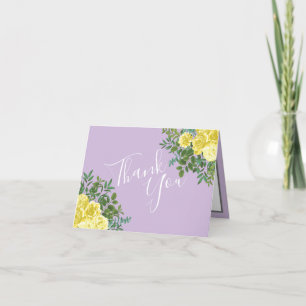 Cartão De Agradecimento Yellow & Purple Vintage Elegant Spring Wedding
