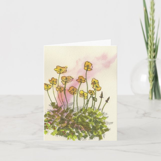 Cartão De Agradecimento Yellow Wild Poppy Greeting Card (Frente)