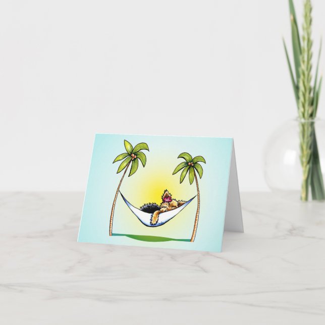 Cartão De Agradecimento Yorkie Island Princess Off-Leash Art™ Obrigado (Frente)