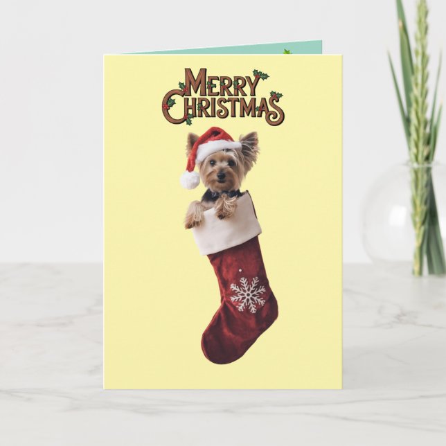Cartão De Agradecimento Yorkie Natal (Frente)