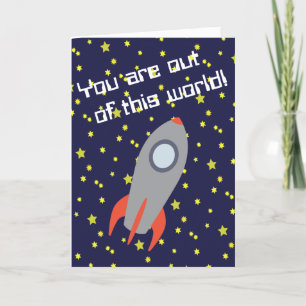 Cartão De Agradecimento You Are Out of this World Retro Rocket Ship