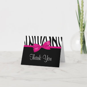 Cartão De Agradecimento Zebra Hot Pink Bow Thank You