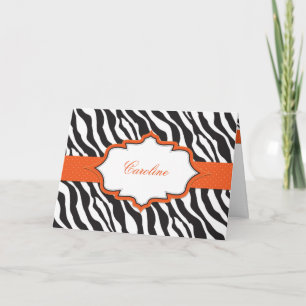 Cartão De Agradecimento Zebra Orange Ribbon Thank You Card