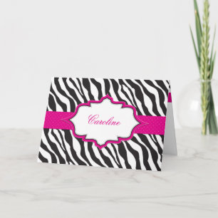 Cartão De Agradecimento Zebra Pink Ribbon Thank You Card