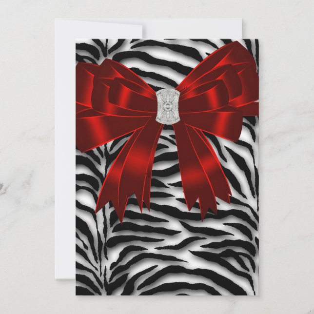 Cartão de Agradecimento Zebra Preto Vermelho (Frente)