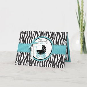 Cartão De Agradecimento Zebra Print and Baby Carriage Thank You