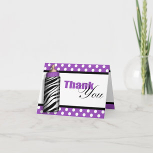 Cartão De Agradecimento Zebra Print Baby Bottle Purple Thank You Cards
