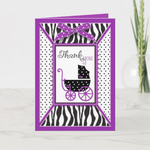 Cartão De Agradecimento Zebra Print & Baby Carriage Thank You
