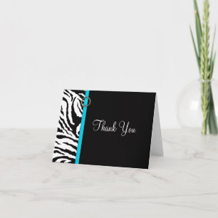 Cartão De Agradecimento Zebra Print {Blue} Blank Thank You Card