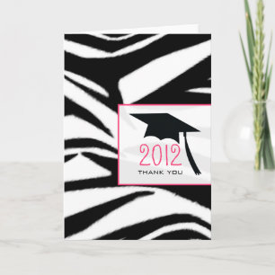 Cartão De Agradecimento Zebra Print Graduation Thank You Card
