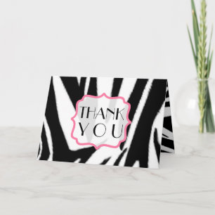 Cartão De Agradecimento Zebra Print & Pink Thank You Card