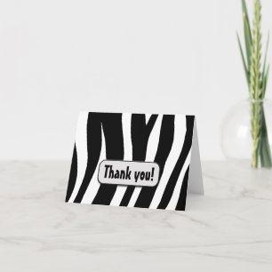 Cartão De Agradecimento Zebra Print "Thank you!" note card