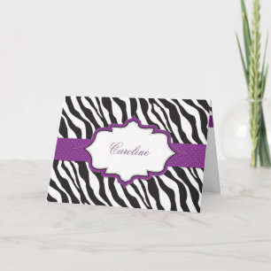 Cartão De Agradecimento Zebra Purple Ribbon Thank You Card