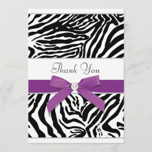 Cartão de Agradecimento Zebra Roxa