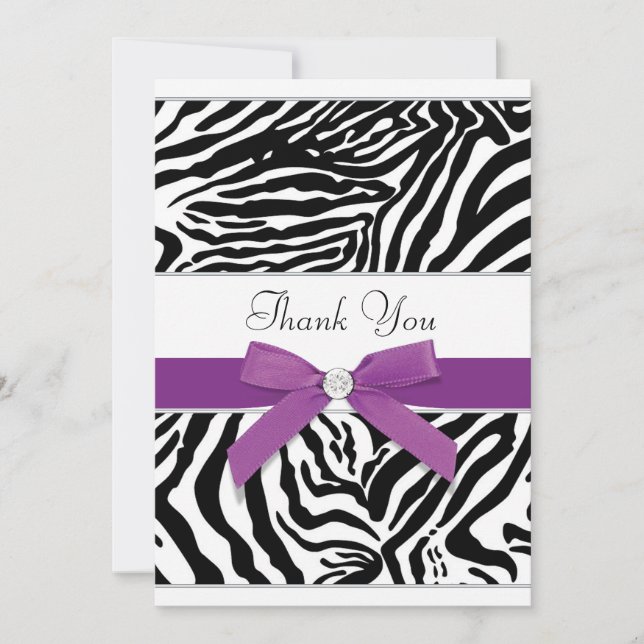 Cartão de Agradecimento Zebra Roxa (Frente)