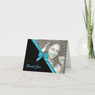 Cartão De Agradecimento Zebra Stripes e Fita Obrigado Nota com Foto