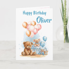 Cartão de Água Feliz Aniversário Menino Brinquedos
