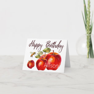 Cartão de Água Feliz Aniversário Vermelho Apple