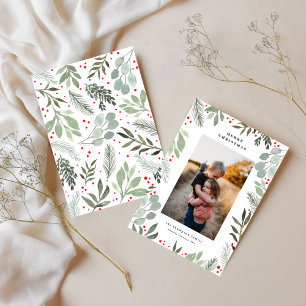 Cartão de Água Verde de Foto da Família Feliz Nata