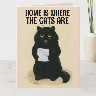 CARTÃO DE ALEGRAÇÃO VINTAGE EM BRANCO GATO PRETO F