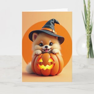 Cartão de Alegria de Halloween Fluffy Pups
