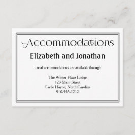 Cartão de Alojamento de Casamento Preto e Branco