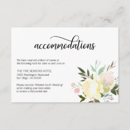 Cartão De Alojamento De Creme De Aquarela Floral