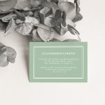 Cartão de Alojamento do Hotel Green Wedding Sage S<br><div class="desc">Vire essas cartas para o seu casamento,  para que os convidados saibam de qualquer hotel ou código de grupo,  junto com informações de contato do hotel. Os cartões verdes de primavera apresentam uma simples inscrição em bloco branco. Coordena-se com a nossa suíte de convite para casamento da Primavera Iris.</div>