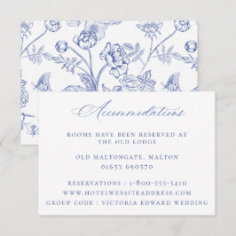 Cartão de Alojamento Floral de Casamento Azul Regê