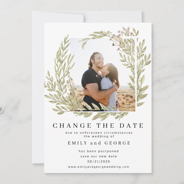 Cartão de Alteração de Data com Foto de Vegetação  (Frente)