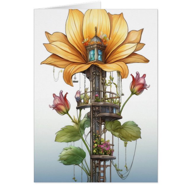 Cartão de Alteração de Endereço de Flor Amarelo (Frente)
