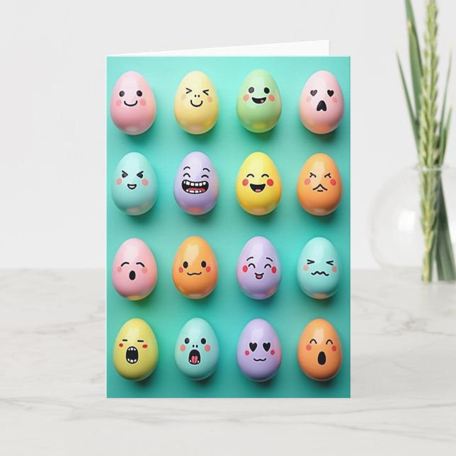 Cartão de Amigo Diversão Rostos Pastel (Frente)