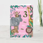 Cartão de amigos aniversário de 3 anos<br><div class="desc">Os caracteres da selva foram personalizados no primeiro cartão de aniversário...  mas você pode mudar de idade se necessário. Basta clicar em personalizar para fazer o seu.</div>