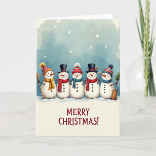 Cartão de Amigos de Neve em Aquarela
