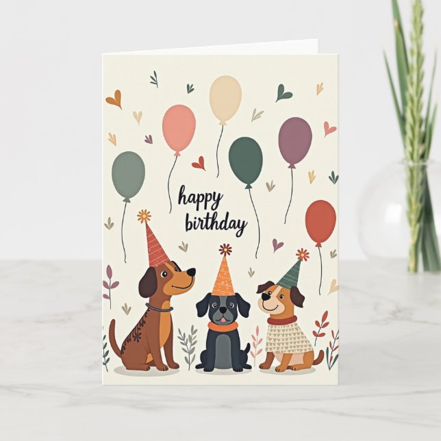 Cartão de Amizade Canina de Aniversário (Frente)