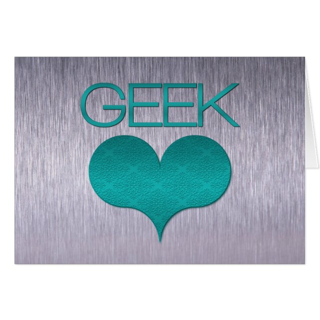 Cartão de Amor ao geek (Coração), Turquesa (Frente Horizontal)