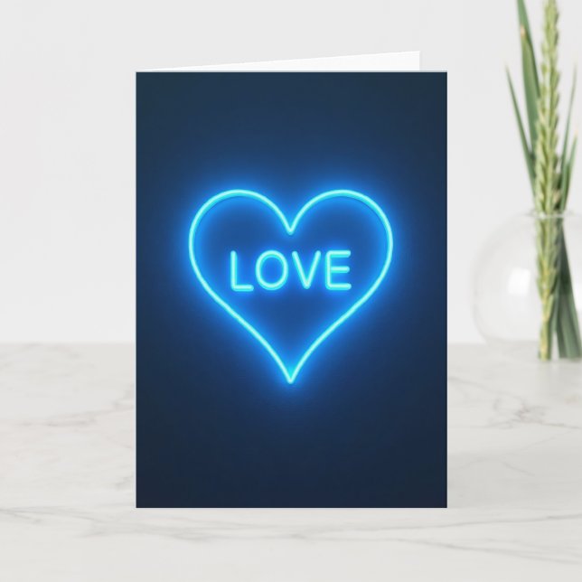Cartão de Amor Azul Neon (Frente)
